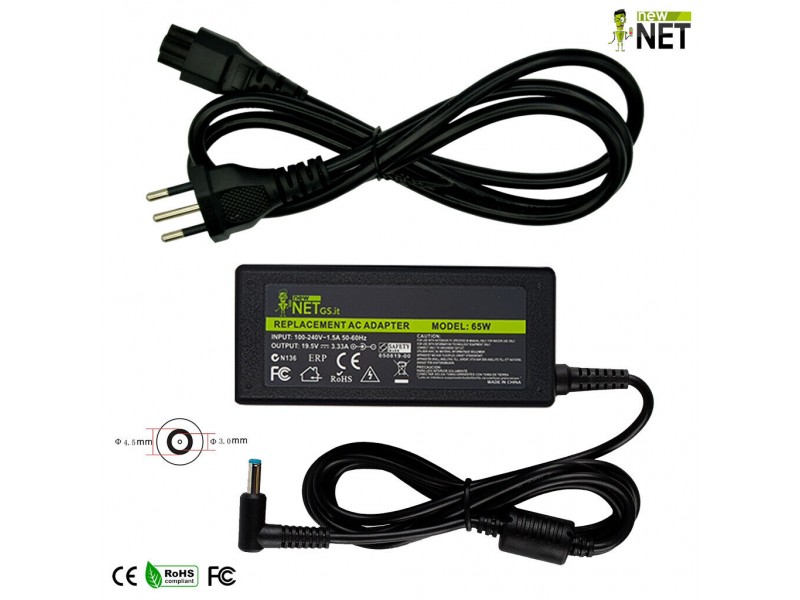 Alimentatore New Net per HP Pavilion – 19.5 V / 3.33 A – 4.5 x 3.0 mm 65W