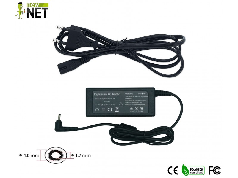 Alimentatore New Net per Lenovo Ideapad 45W – 20 V / 2.25 A – 4.0 x 1.7 mm