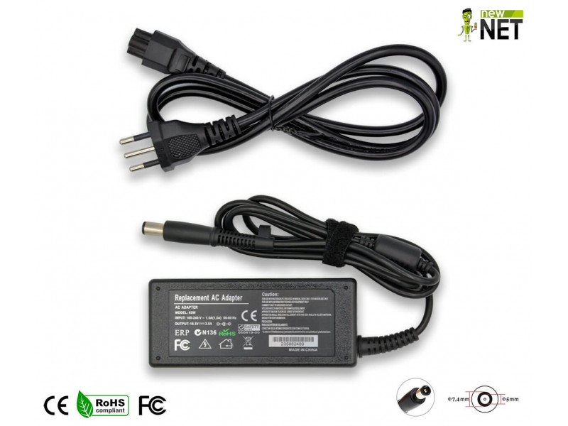 Alimentatore New Net per HP Pavilion 65W – 18.5 V / 3.5 A – 7.4 x 5.0 mm