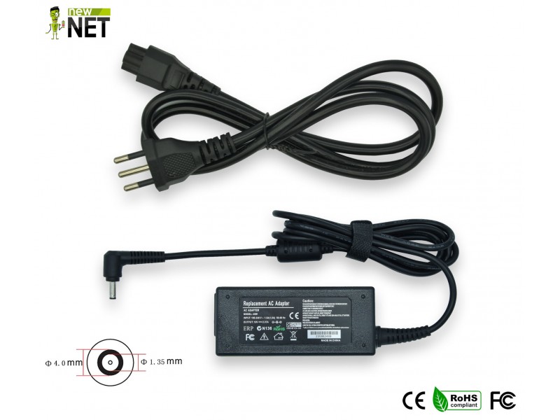 Alimentatore New Net per Asus Zenbook 45W – 19 V / 2.37 A – 4.0 x 1.35 mm