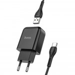 Caricabatterie USB HOCO N2 + Cavo USB-C 1MT 2,1A Nero