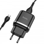 Caricabatterie USB HOCO N3 + Cavo Micro USB 1MT QC 3.0 18W 3A Nero