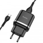 Caricabatterie USB HOCO N3 + Cavo USB-C 1MT QC 3.0 18W 3A Nero