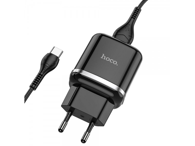 Caricabatterie USB HOCO N3 + Cavo USB-C 1MT QC 3.0 18W 3A Nero