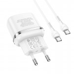 Caricabatterie USB Type-C HOCO N24 Fast Charge con Cavo USB-C 1Mt Bianco