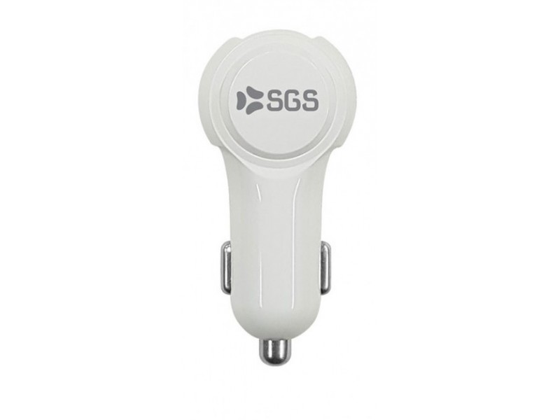 Caricabatterie per Auto SGS 2XUSB 2.4A Smart Car Finder Bianco