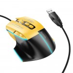 Mouse HOCO GM31 Gaming 3600DPI USB Nero Giallo