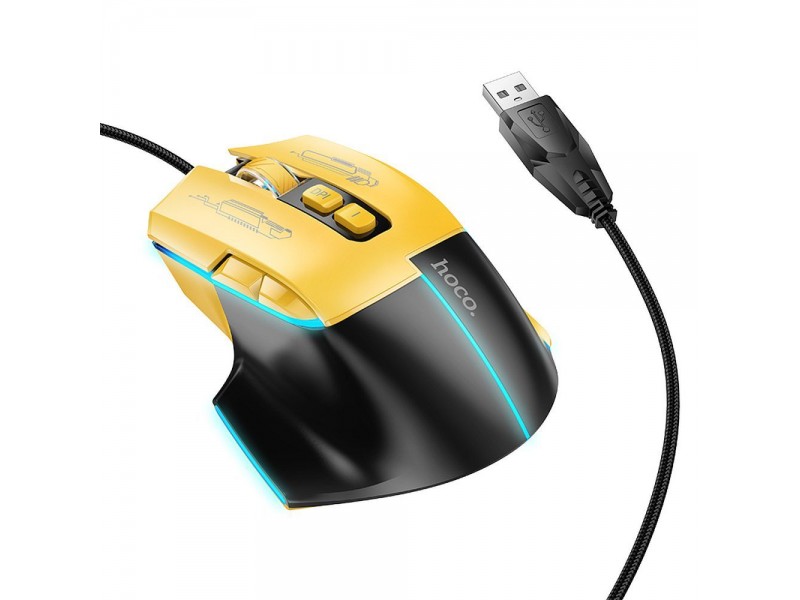 Mouse HOCO GM31 Gaming 3600DPI USB Nero Giallo