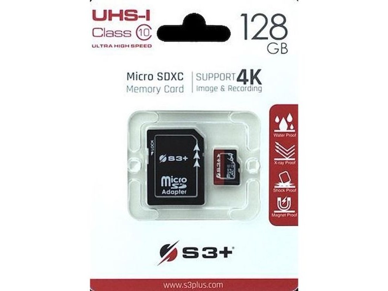 Micro SD 128GB S3+ S3SDC10U1/128GB-R UHS-I Classe10