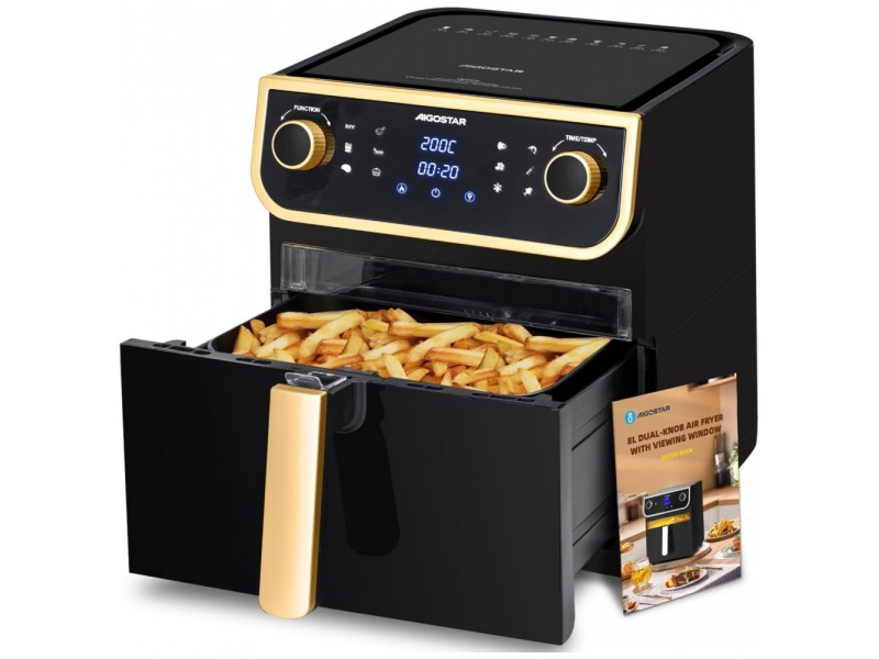 Friggitrice ad aria Aigostar 8L Air Fryer XXL olio con finestra di visualizzazione 1700W 12 funzioni